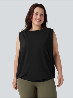 HALARA Black Relaxed Muscle Yoga Tank Instantcool for Women UPF50+